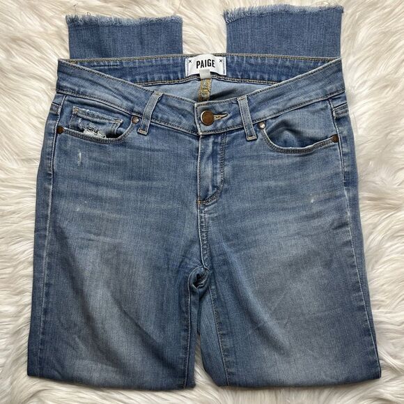 Paige Jayla Verdugo Cropped Distressed Jeans Light Wash Size 26 - Picture 2 of 3